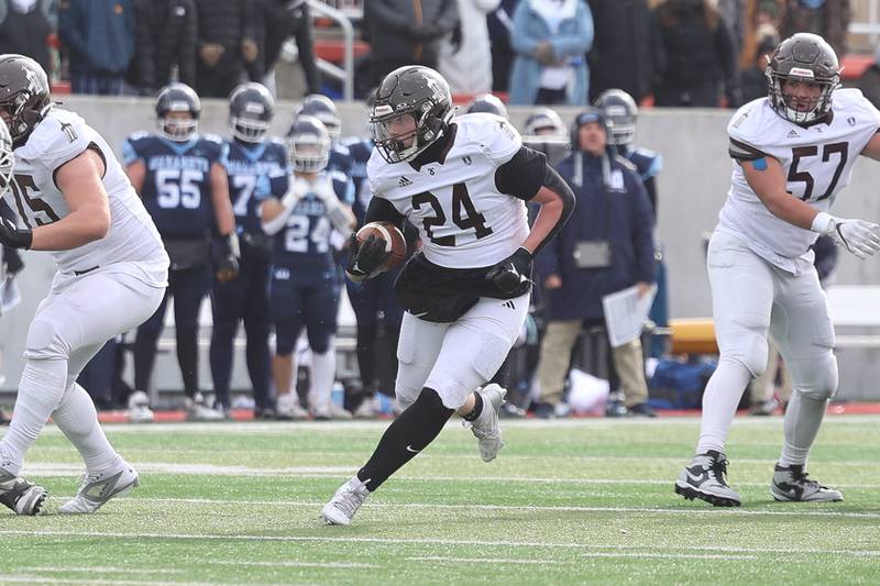 Joliet Catholic’s Larry Stringham finds open field on a run against Nazareth in the Class 5A state championship on Saturday, Nov. 30, 2024 in Normal.