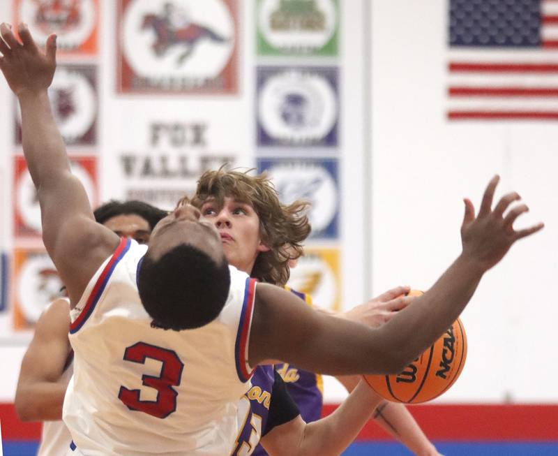 Wauconda’s Cole Plucinski looks to the hoop in varsity basketball Friday, Dec. 20, 2024 at Dundee-Crown High School in Carpentersville.