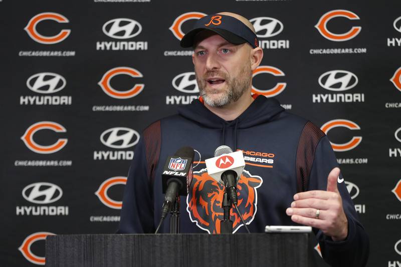 Chicago Bears head coach Matt Nagy speaks during a news conference after facing  the Minnesota Vikings, Sunday, Jan. 9, 2022, in Minneapolis. The Vikings won, 31-17.