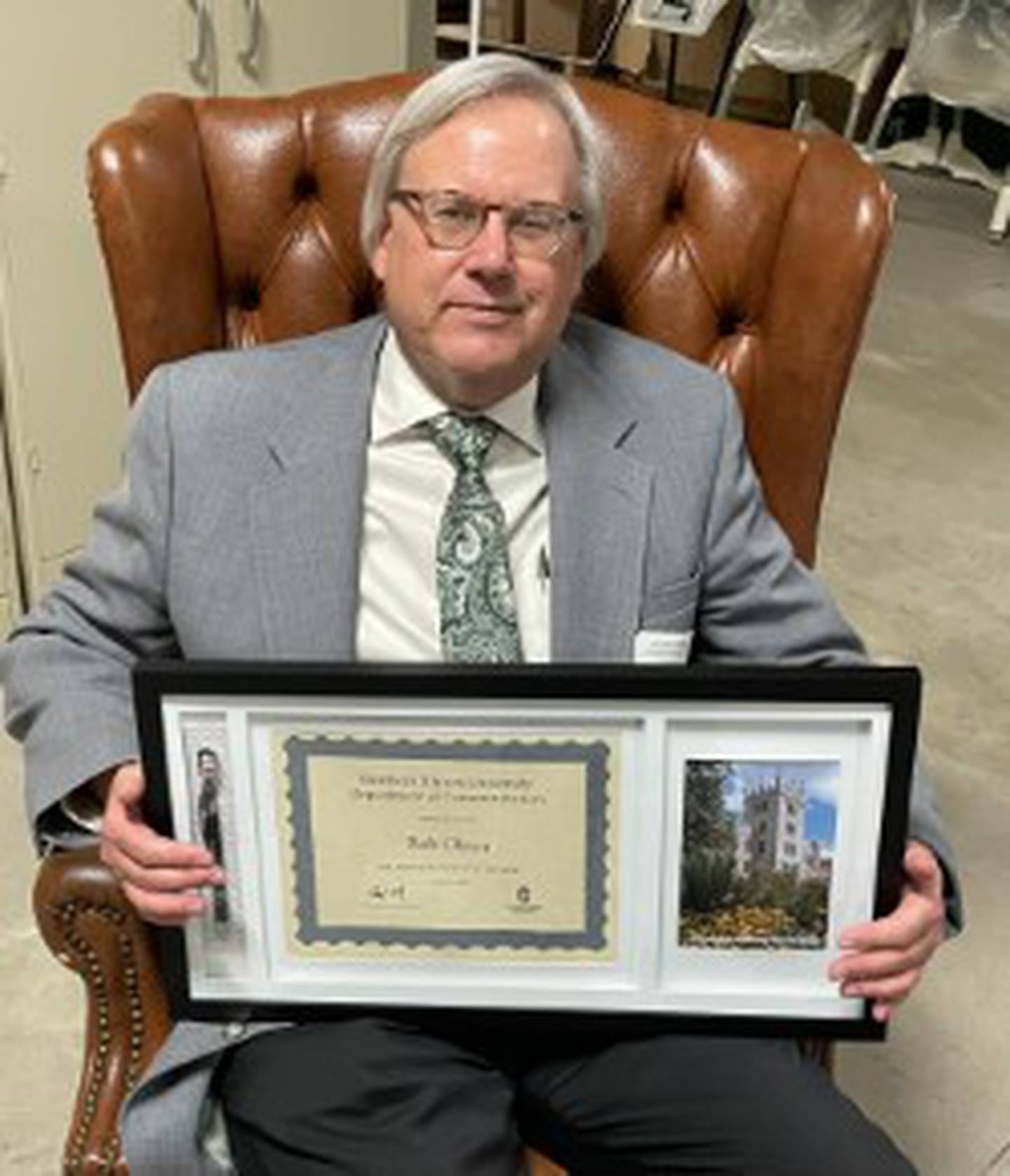 Shaw Local reporter Bob Okon with his Illinois Journalist of the Year award from  Northern Illinois University on Friday, April 17, 2026.