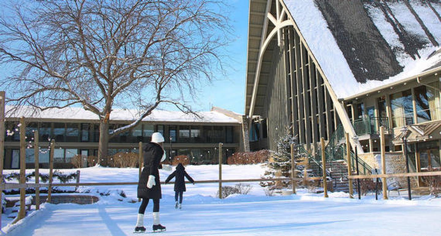 Enjoy ice skating at The Abbey Resort near Lake Geneva.