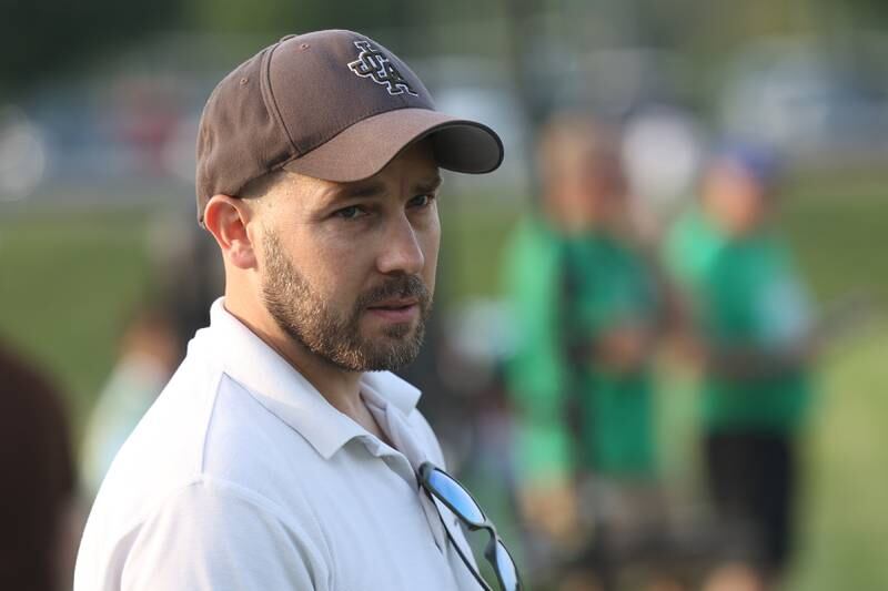 Joliet Catholic head coach Tom Cranmer during the match against Providence on Aug. 21, 2023 in New Lenox.