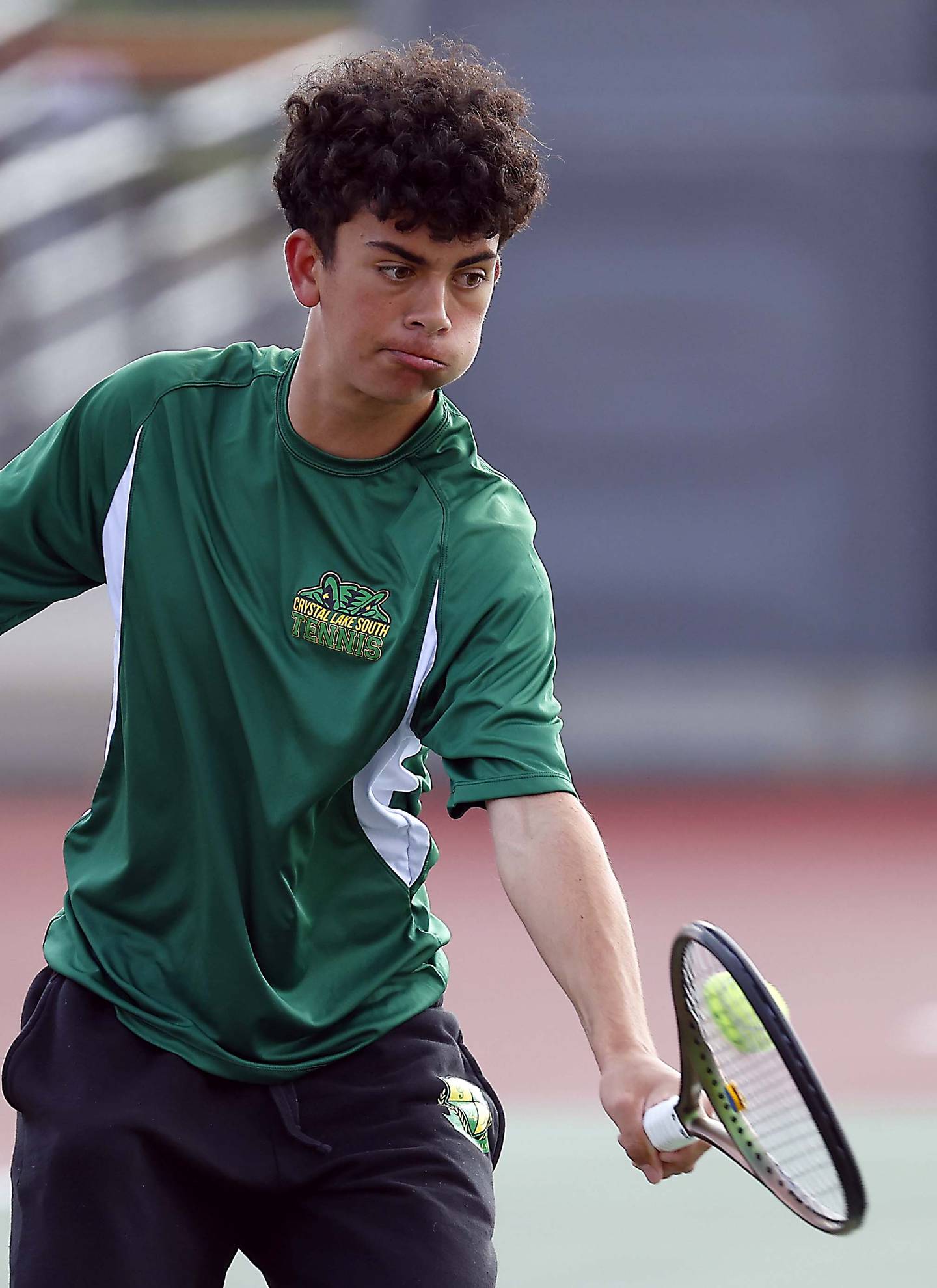 Crystal Lake South’s Zeke Boldman Saturday, April 20, 2024 at the St. Charles East Varsity Tennis Invitational.