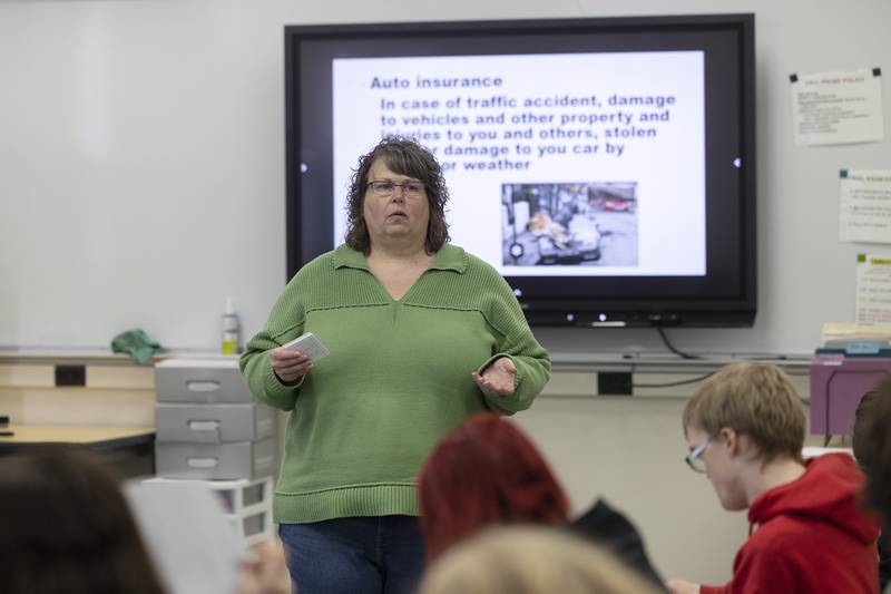 Heidi Ripley quizzes her class Rock Falls High School. Teachers Ripley and Amy Heffelfinger run the Family and Consumer Sciences Department at RFHS.