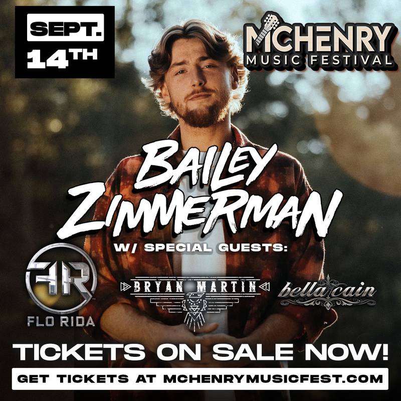 Country music star Bailey Zimmerman will headline the McHenry Music Festival Sunday, Sept. 14.