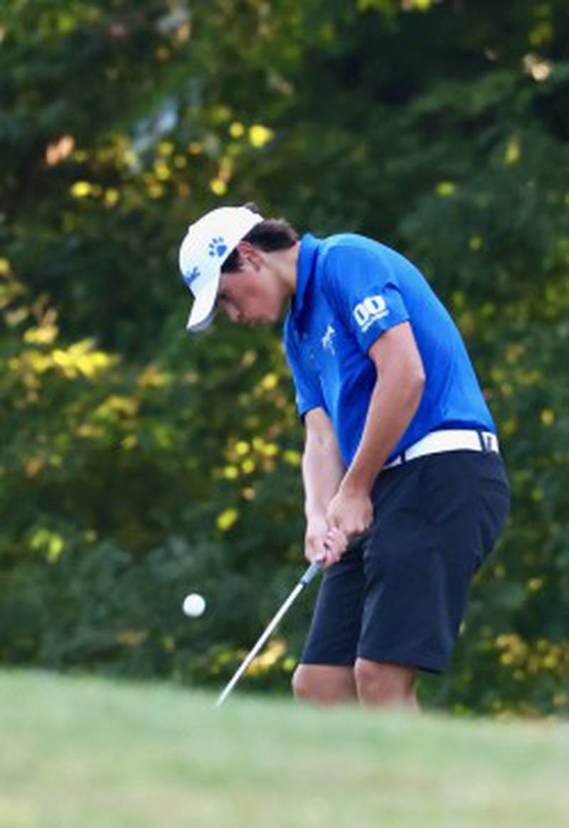 Princeton's Cayden Benavidez takes a chip shot Thursday at Chapel Hill Golf Course.