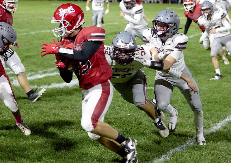 Hall's Cameron Pellegrini runs the ball against Rockridge on Friday, Oct. 24, 2025 at Richard Nesti Stadium.