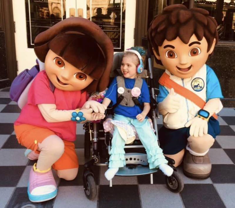 Presleigh Brue celebrates her seventh birthday with new friends during her Make A Wish Illinois trip to Disney World back in 2016. Brue passed away in 2022 at the age of 12.