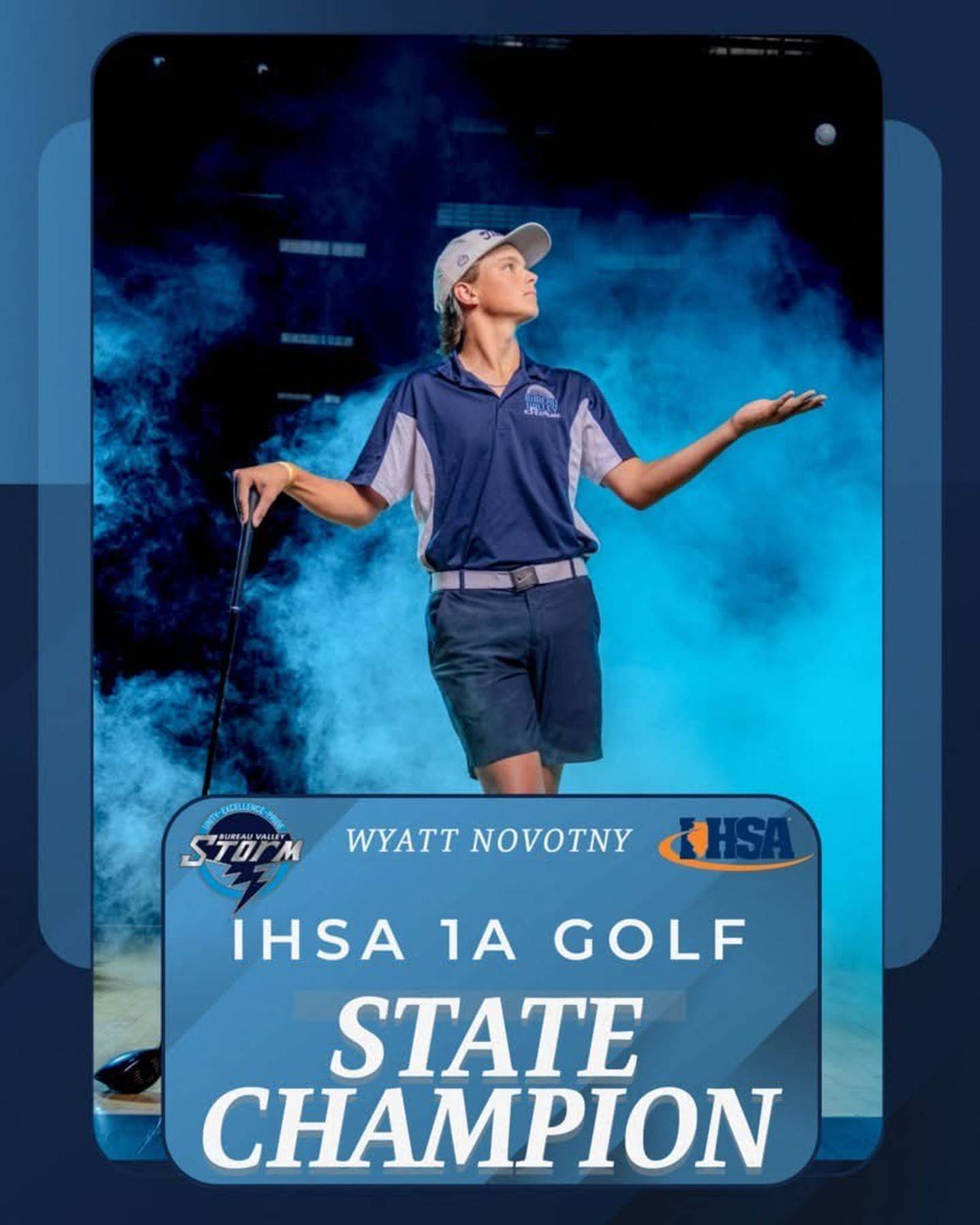 Bureau Valley senior Wyatt Novotny won the IHSA Class 1A State golf championship.