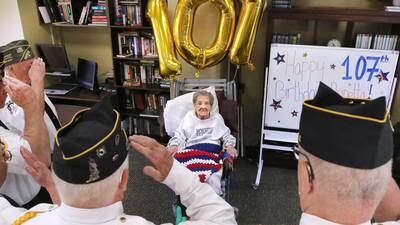 Photos: World War II veteran Myrtle Annetta Lusiak celebrates her 107th birthday in DeKalb