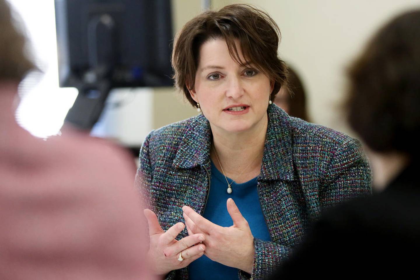 McHenry County Board member Kelli Wegener delivers a comment Monday, Jan. 8, 2020, during a McHenry County Administrative Services Committee meeting at the McHenry County Administration Building in Woodstock.