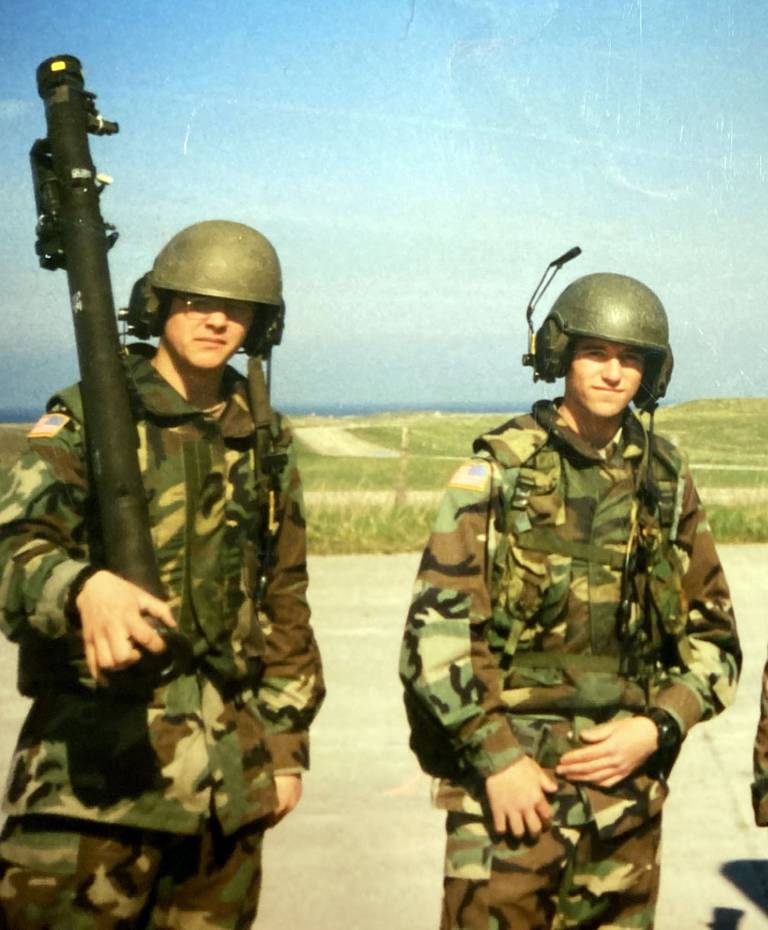 U.S. Army PFC Bill Colbert, left, during training exercises in Poland with his assigned crew. At right is SGT Guy.