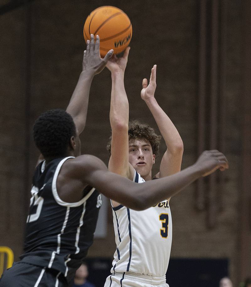 Sterling’s Brady Berlin puts up a shot against Galesburg Tuesday, Feb. 10, 2026.