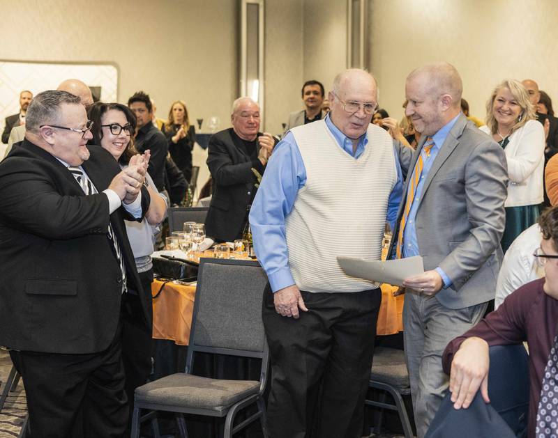 Jerry Eiserman, center, was honored at the McHenry Area Chamber of Commerce's annual gala on Saturday, January 24, 2026, at the Holiday Inn in Crystal Lake.