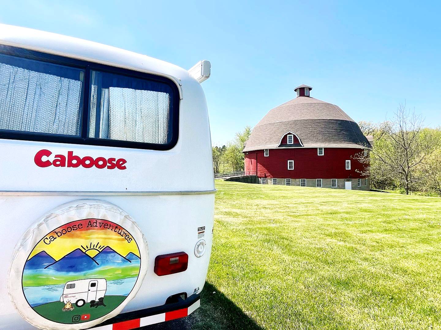 A recent trip to Johnson-Sauk State Park near Kewanee brought Lynn Crafts, Dan Dougherty and their "Caboose" Scamp trailer to interesting places such as the Ryan Round Barn on park grounds, unique for its architecture.