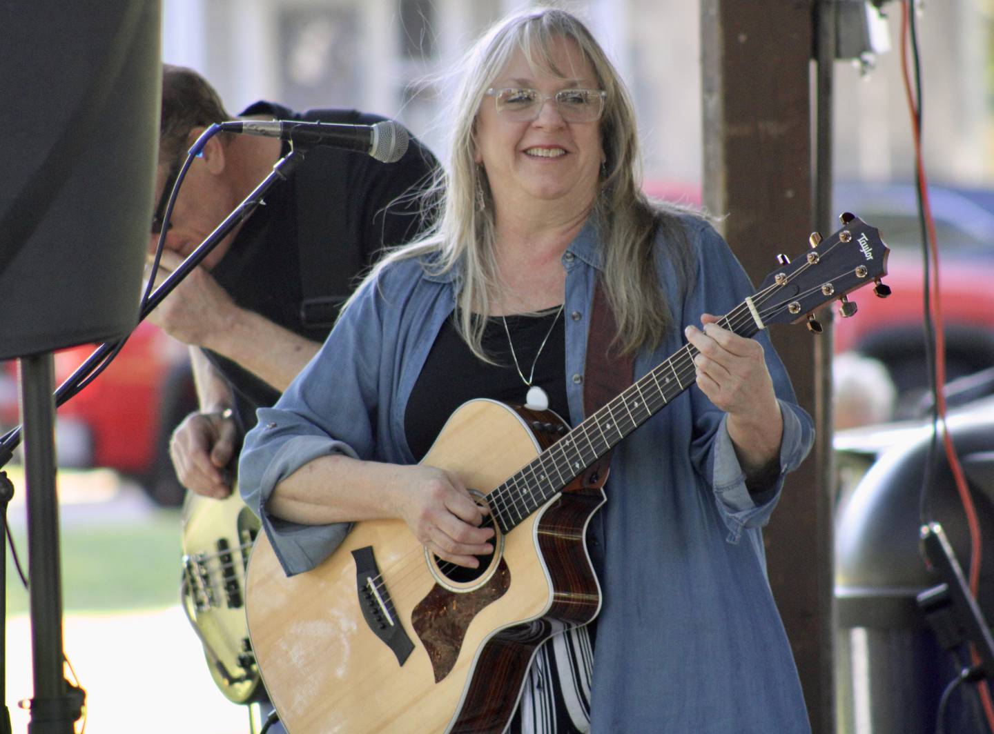 Kathy Cecchetti and the Acoustic Circus performed Friday evening at John Dixon Park in Dixon as the first of the summer concert series Music on the Square.