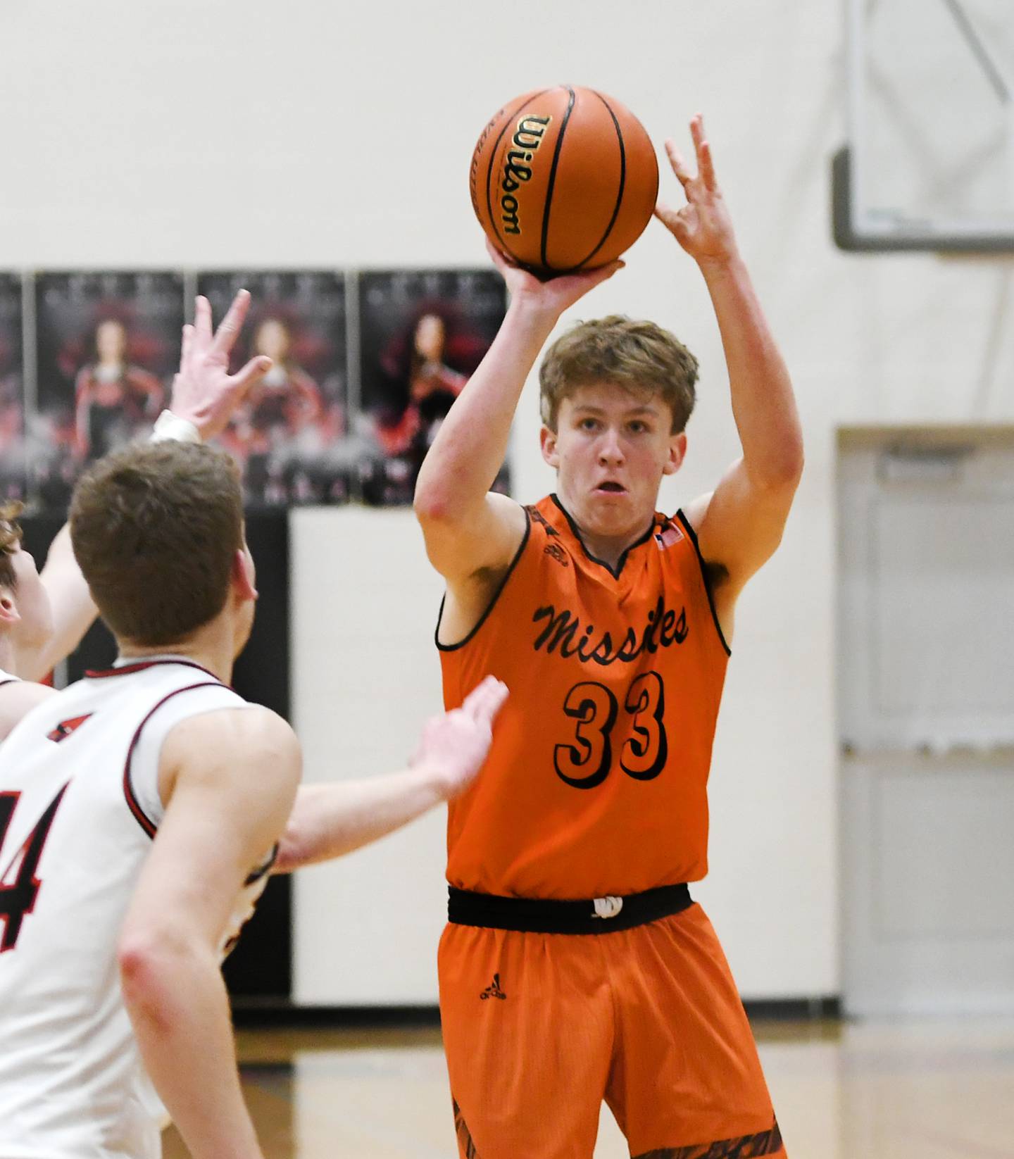 Milledgeville's Karter Livengod shoots during a Friday, Jan. 27 NUIC game in Forreston.