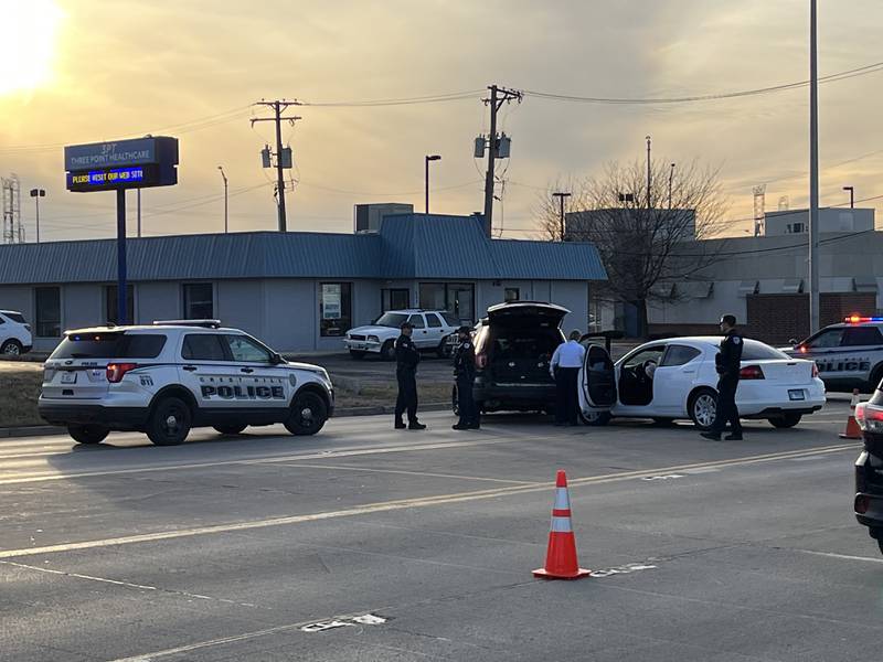 Officers responding to a crash on Tuesday in Joliet involving a Dodge Avenger and a Joliet police squad vehicle.