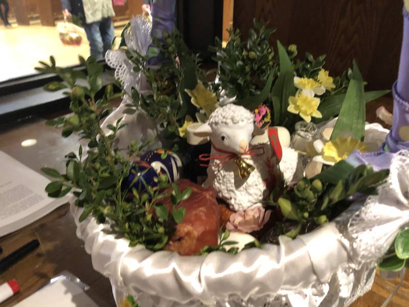 Elizabeth Adams' Easter basket at St. Elizabeth Ann Seton Church in Crystal Lake March 30, 2024.