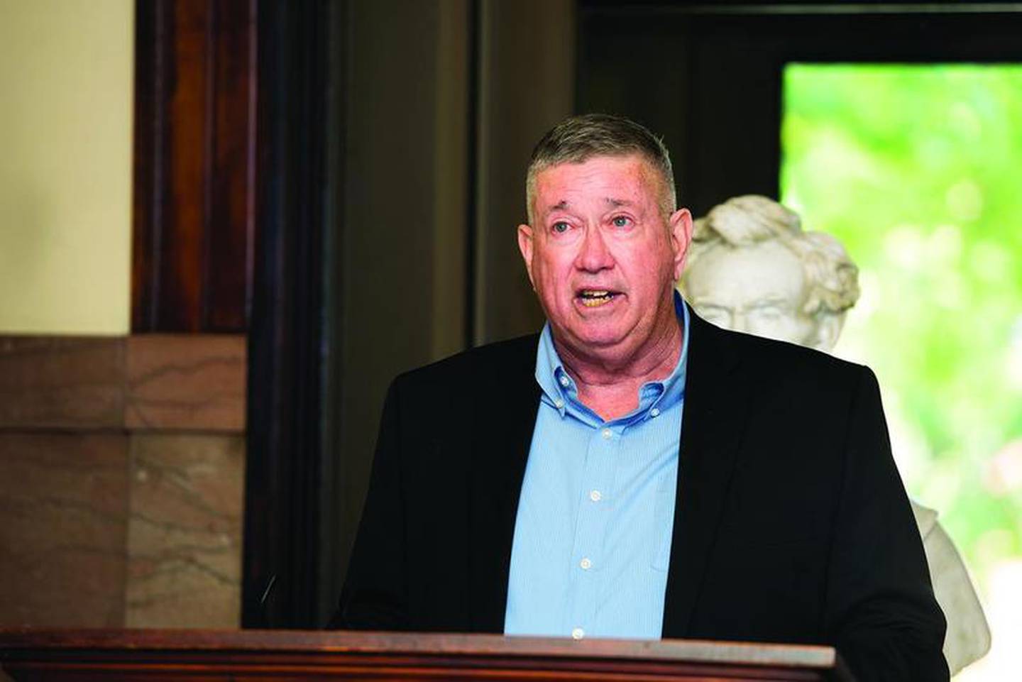Lee County Treasurer John Fritts announced Monday that he won't seek re-election during a press conference at the old Lee County Courthouse. Fritts also endorsed fellow Republican and Chief Deputy Treasurer, Melissa Lawrence, in her run to take his place.