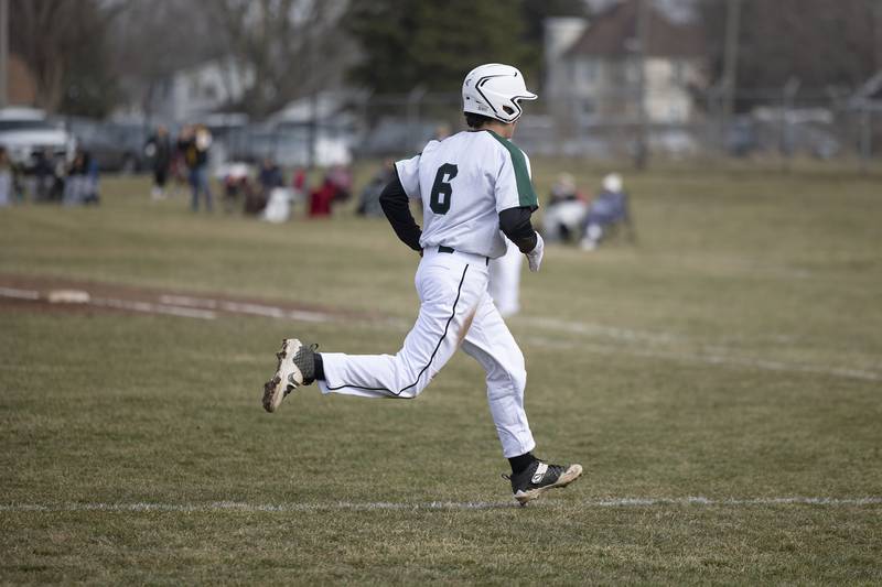 Rock Falls’ Austin Castaneda comes in to score Thursday, March 23, 2023 against Princeton.