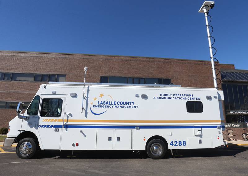 A view of LaSalle County’s new Mobile Operations & Communications Center during an open house on Monday, March 9, 2026 at the La Salle County Government Complex in Ottawa. The 32 foot command vehicle enhances the county’s ability to coordinate emergency response operations, support multi-agency incidents, and maintain resilient communications during disasters and large-scale events.