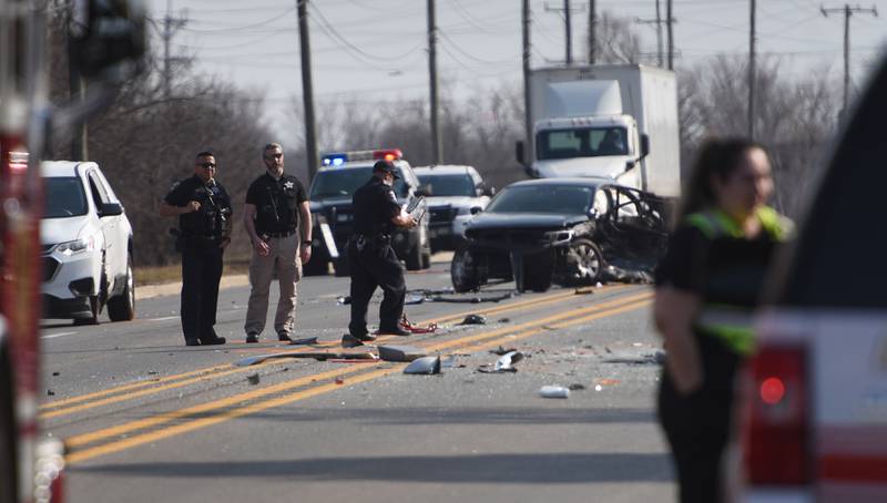 Police investigate a multi-vehicle crash on the southbound lanes of Kirk Road near Giese Road Monday afternoon.