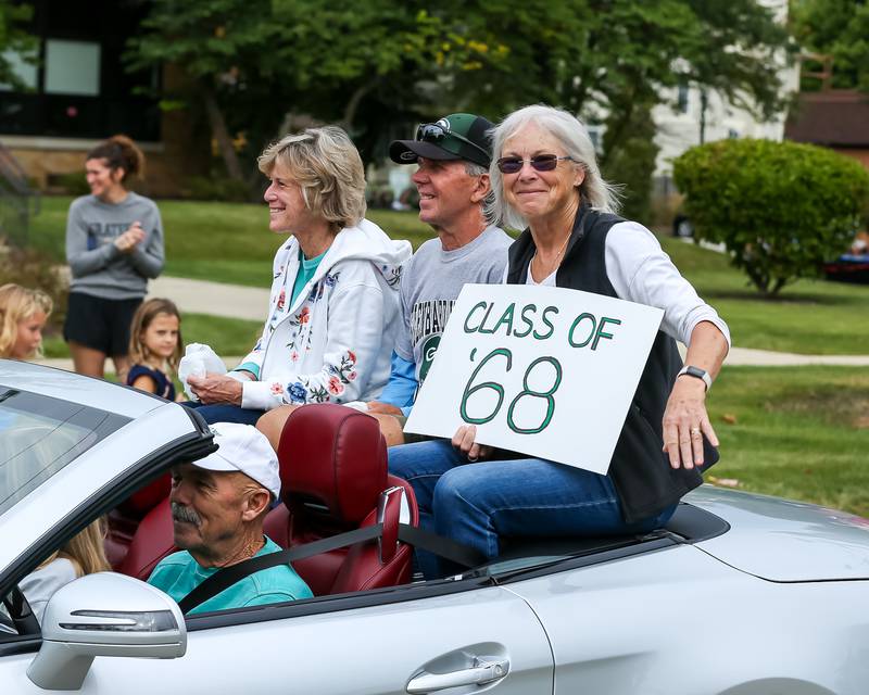 Alumni from the Class of 68 ride in the Glenbard West Homecoming Parade.  Sept 16, 2023