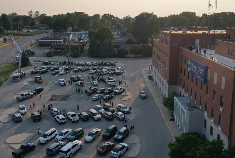 Healthcare workers gather at St. Margarets's Hospital for on Friday, June 16, 2023 in Spring Valley.