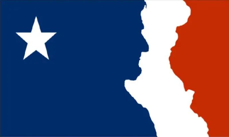 RELATIONSHIP TO ILLINOIS:
Born and raised. From 1984-2002, I spent my childhood in central Illinois, I’ve lived and worked in Bloomington/Normal for 26 of my 40 years of life. My dad, sister, niece, and the majority of my aunts and uncles are still here. All of my grandparents are buried here. I found out about this commission only days ago after spending two years abroad. I found this old design from 2016 just today. It needs works. It lacks our current eagle, perhaps to be placed in white silhouette above the star.

EXPLAIN THE MEANING BEHIND YOUR FLAG:
This slice of Old Glory is also a nod to the French flag, banners which both stood here. A single star shines our contribution to the union. Abe’s silhouette reminds us of our past. The red field highlights our present: Illinois’ most iconic border, formed by the mighty Mississippi. It’s steady flow, as progress itself, cuts through our banner in white leading us ever to the future. The flag still lacks any representation of our Illiniwek and Miami heritage, which should be added by their progeny.