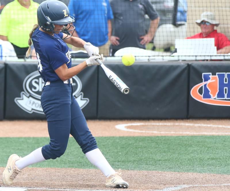 Lemont's Frankie Rita smacks a base hit in the Class 3A state championship game on Saturday, June 11, 2022 at Louisville Slugger Sports Complex in Peoria.