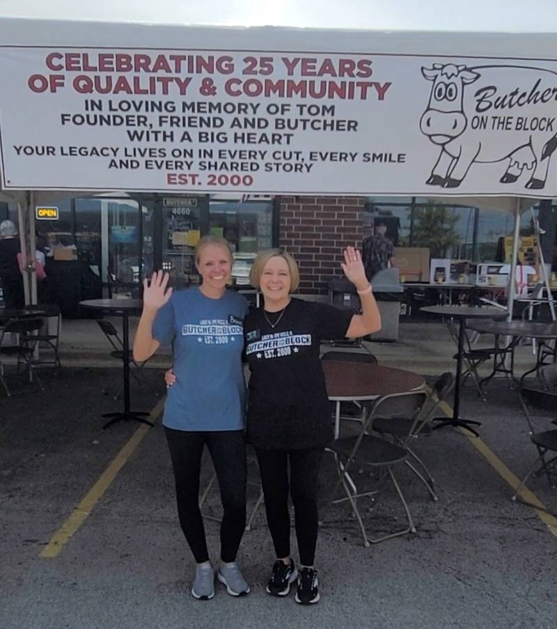 Brynn Zimmerman (left) and her mom Jill Yucuis celebrate the 25th anniversary of Butcher on the Block in Lake in the Hills weekend of Aug. 15, 2025.