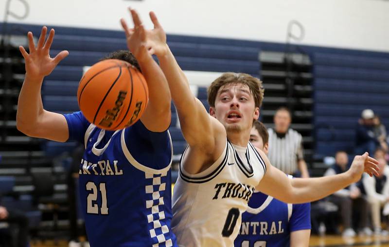 Burlington Central's Markus Hansen battles with Cary-Grove's Brandon Freund for a rebound during a Fox Valley Conference  boys basketball game on Wednesday Jan. 7,  2026, at Cary-Grove High School, in Cary.