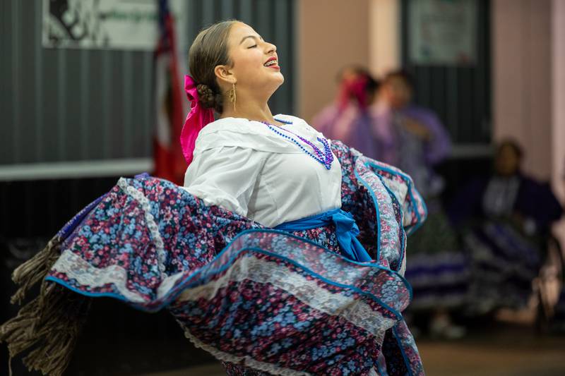 Arianna Quintana performs dance at the 'Where Our Paths Meet' screening event on Sunday, Sep 7, 2025 at Diaz Banquet Center in Mendota.