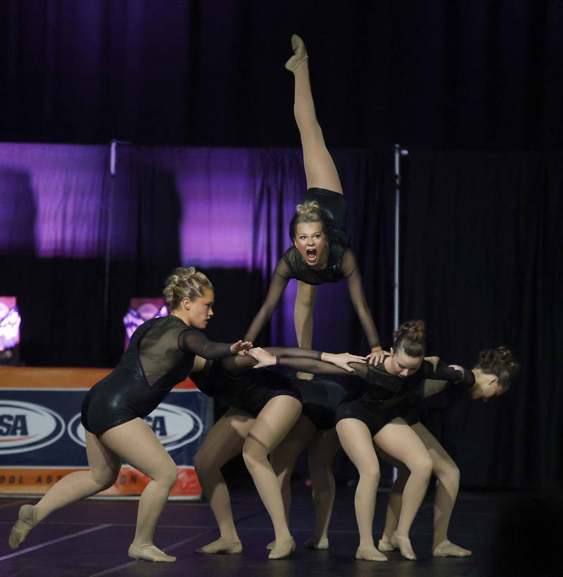 Morris competes in the IHSA 1A Competitive Dance State Finals Saturday, Jan. 27, 2024 at Grossinger Motors Arena in Bloomington.