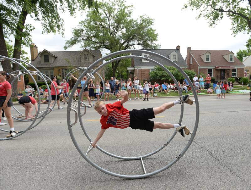 Members of the Sokol Spirit including Aiden O'Toole of Brookfield participates in the Brookfield 4th of July parade  Friday July 4, 2025.