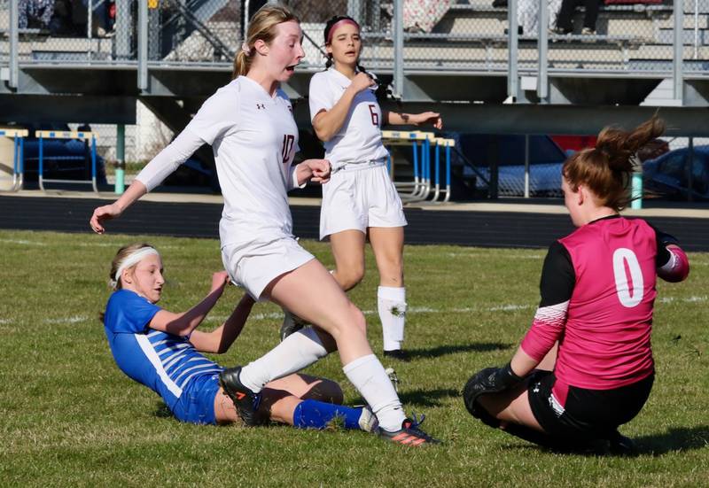 Maddie Oertel makes a stop on goal Tuesday.