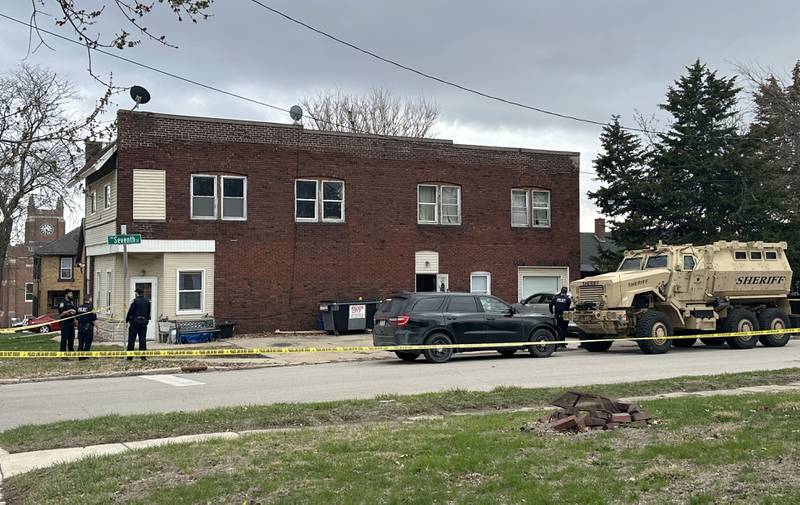 La Salle Police surround a two story apartment building on the corner of Seventh and Charters on Sunday, March 30, 2025 in La Salle. A barricaded armed subject fired shots at officers. Police from across the Illinois Valley assisted in the incident.
