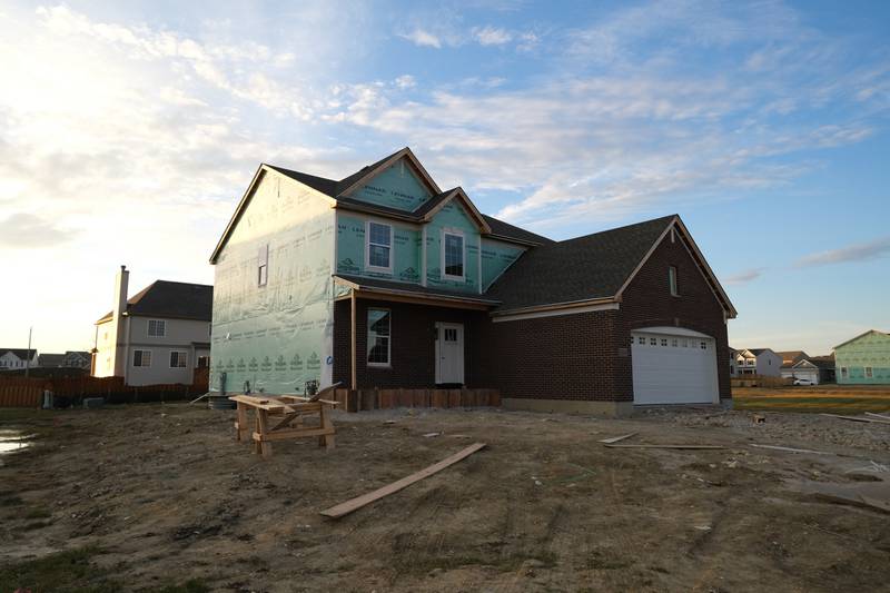 A home is under construction along Barberry Way in the Lakewood Prairie subdivision