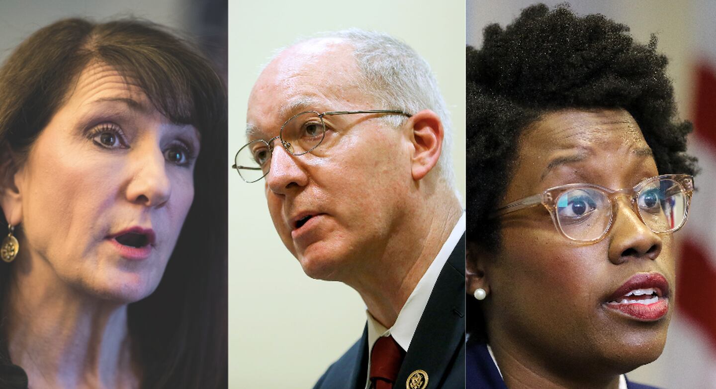 U.S. Reps. Marie Newman, D-La Grange, Bill Foster, D-Naperville and Lauren Underwood, D-Naperville