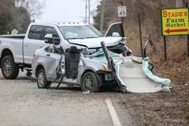 Two-vehicle crash in unincorporated Spring Grove sends one to hospital