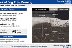Areas of dense fog across northern Illinois Monday
