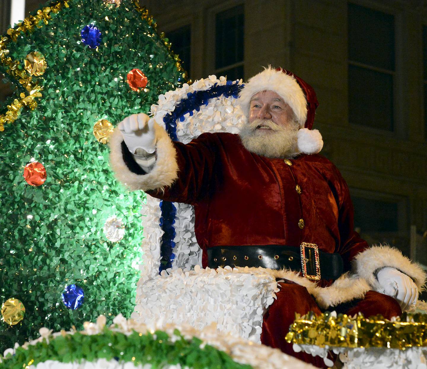 Santa makes it to the Light up the Holidays Tree Lighting and Parade Van Buren Plaza Downtown Joliet, Illinois on Friday, November 29, 2013.