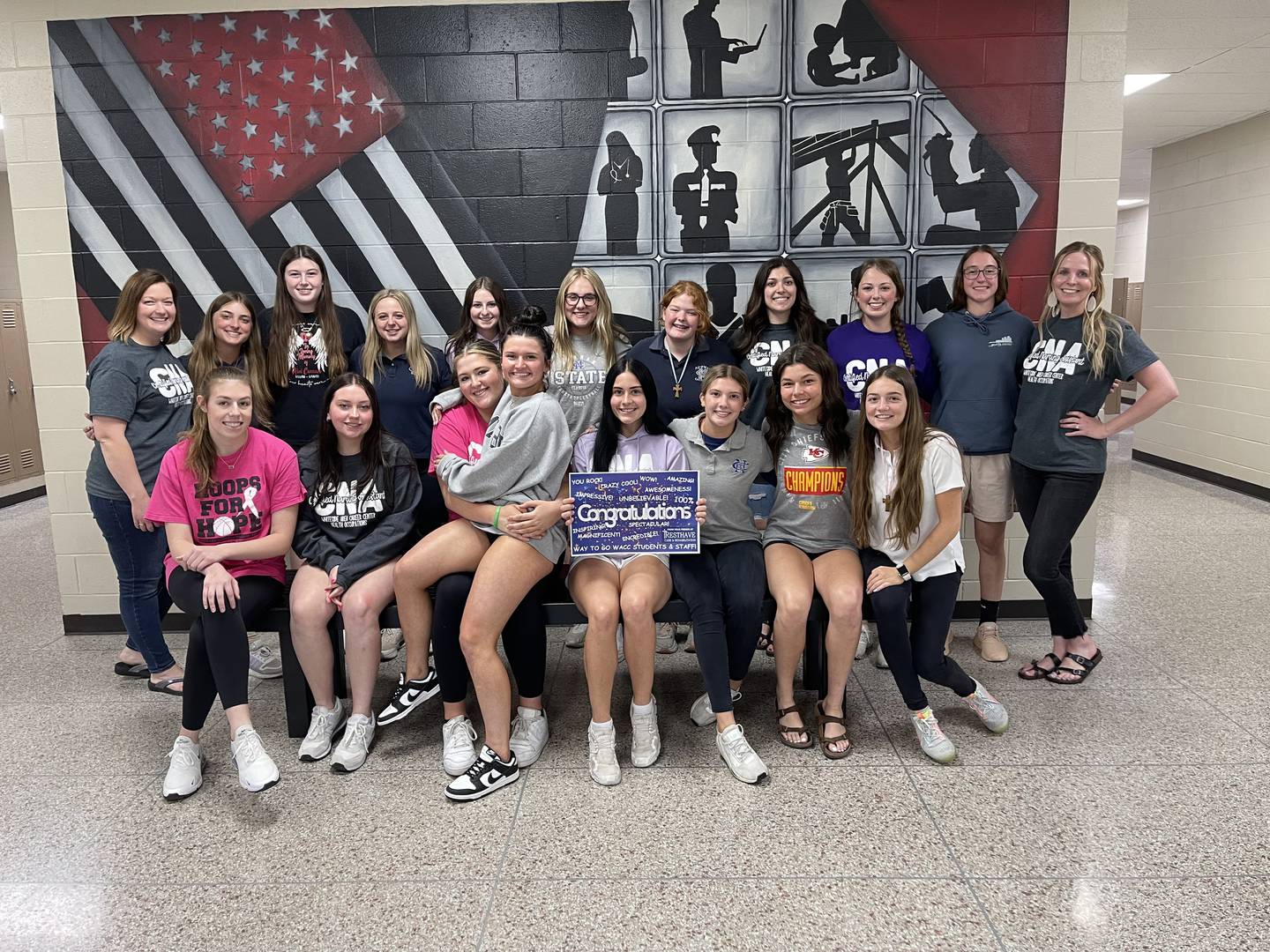 Section 3 of the Whiteside Area Career Center nursing assistant class. Front row, from left, Maeve Larson, Madison O'Malley, Kennedy Rowzee, Addison Foster, Connie Gibson, Ellie Rude, Maddy Duhon, Izzy Allen; top row, instructor Jessie Houzenga, Sophia Ely, Elizabeth Hinton, Molly Olson, Alexa Morris, Zoey Harrington, Julia Rhodes, Taylor Rowland, Layne Sproston, Lynzie Cady, and instructor Sheila Fane