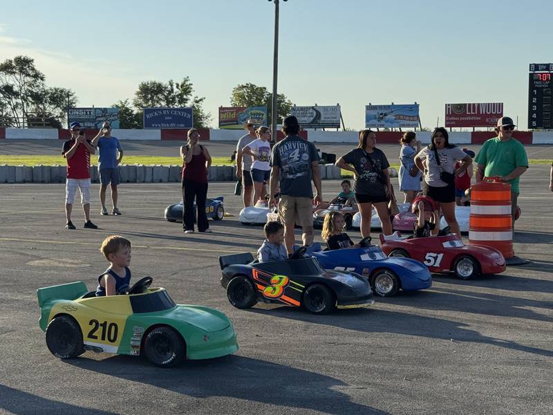The vehicles line up waiting for the race to begin on Thursday, July 3, 2025.