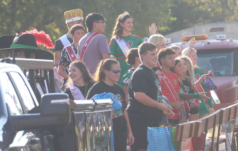 The L-P royalty float rides along U.S. 6 during the L-P homecoming parade on Thursday, Oct. 2, 2025 downtown Peru.