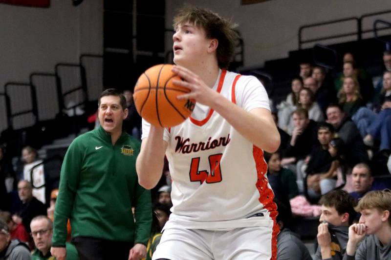 McHenry’s Nathan Ottaway takes an outside shot against Crystal Lake South in varsity boys basketball on Friday, Feb. 20, 2026, at McHenry High School in McHenry.