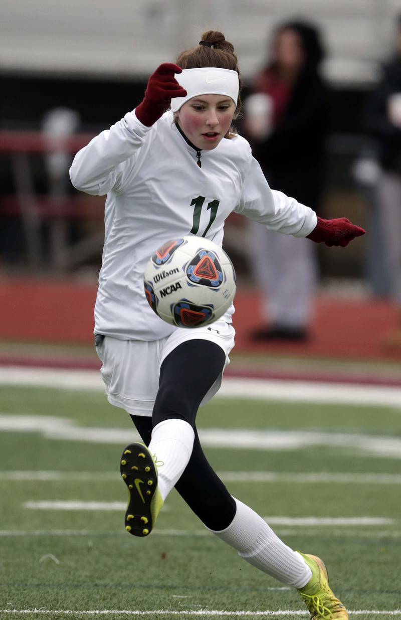 Crystal Lake South's Mackenzie Resch during girls soccer action Saturday, March 26, 2022 in Schaumburg.
