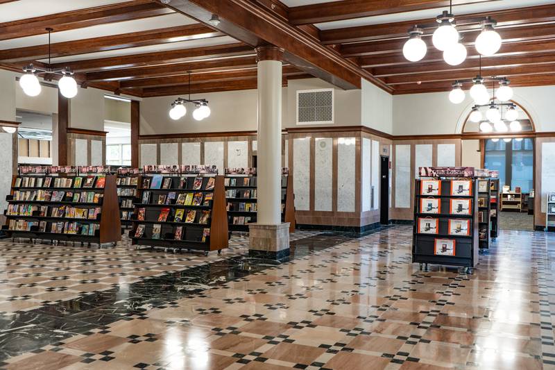The lobby at the Joliet Public Library Ottawa Street Branch has been remodeled to reflect the original Daniel Burnham design of the building.