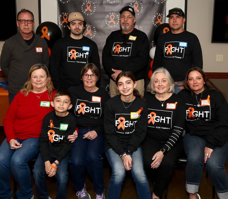 Grandparents, uncles, aunts and cousins of Frankie Techter pose for a photo at the Be the Match Stem Cell Screening and Blood Donation Event at Elburn's Lion's Club on Saturday, April 8, 2023.